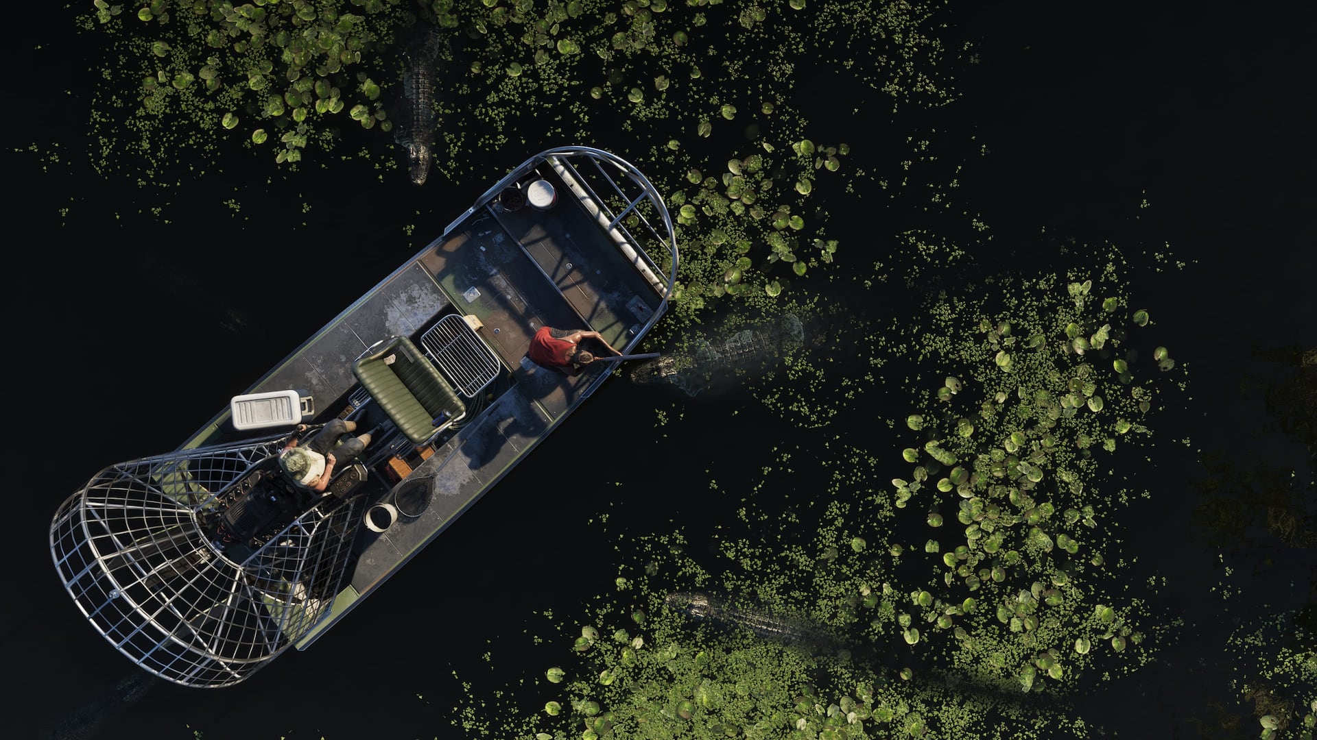 Airboat dans les marais des Grassrivers, capture officielle Rockstar Games