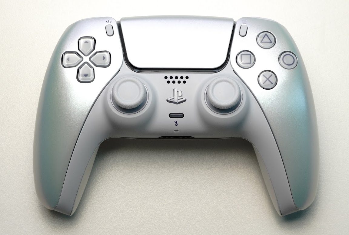 Photo : Deux manettes DualSense collector Vice City chez Sony